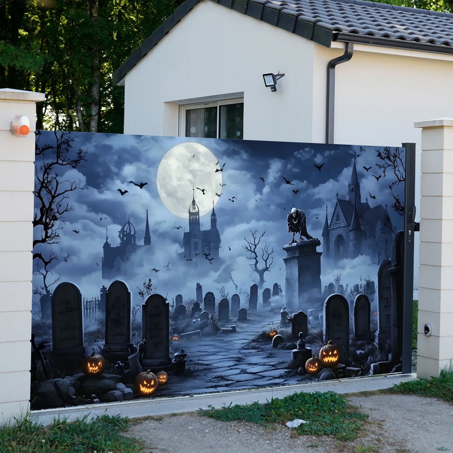 Spooky Garage Door Wrap – Instant Haunted House Transformation!