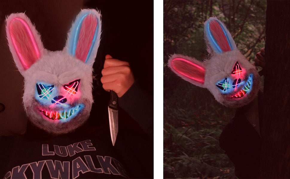 Halloween LED Scary Rabbit & Bear Mask for Adults & Kids