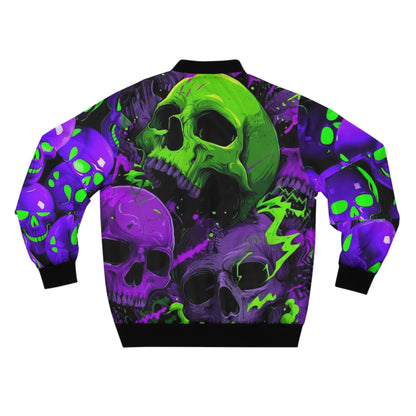 Men’s Skull Bomber Jacket – Vibrant Halloween Streetwear with All-Over Print