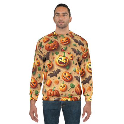 Halloween Pumpkin Sweatshirt | Unisex Cozy Fall Sweater for Spooky Season