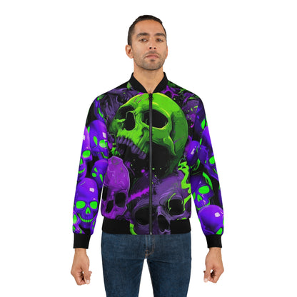 Men’s Skull Bomber Jacket – Vibrant Halloween Streetwear with All-Over Print