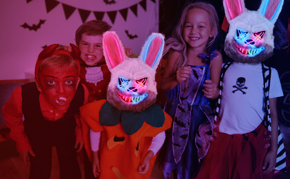 Halloween LED Scary Rabbit & Bear Mask for Adults & Kids