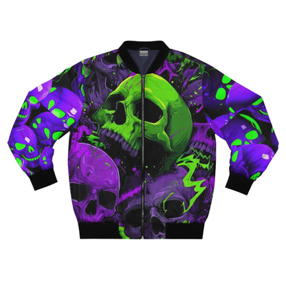 Men’s Skull Bomber Jacket – Vibrant Halloween Streetwear with All-Over Print