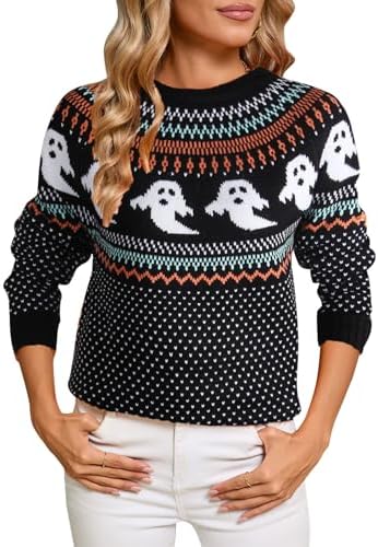 Stylish Halloween Skull Knit Sweater for Women