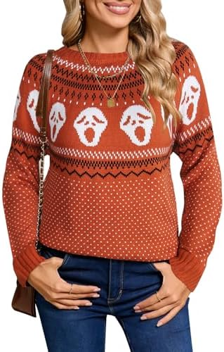 Stylish Halloween Skull Knit Sweater for Women