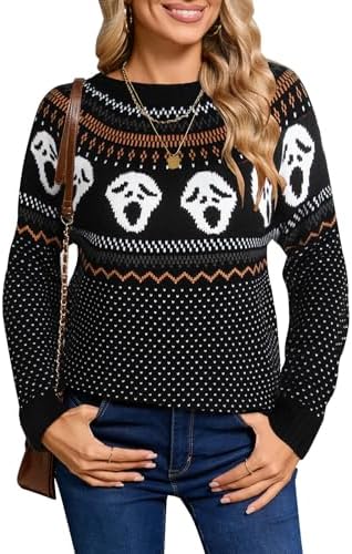 Stylish Halloween Skull Knit Sweater for Women