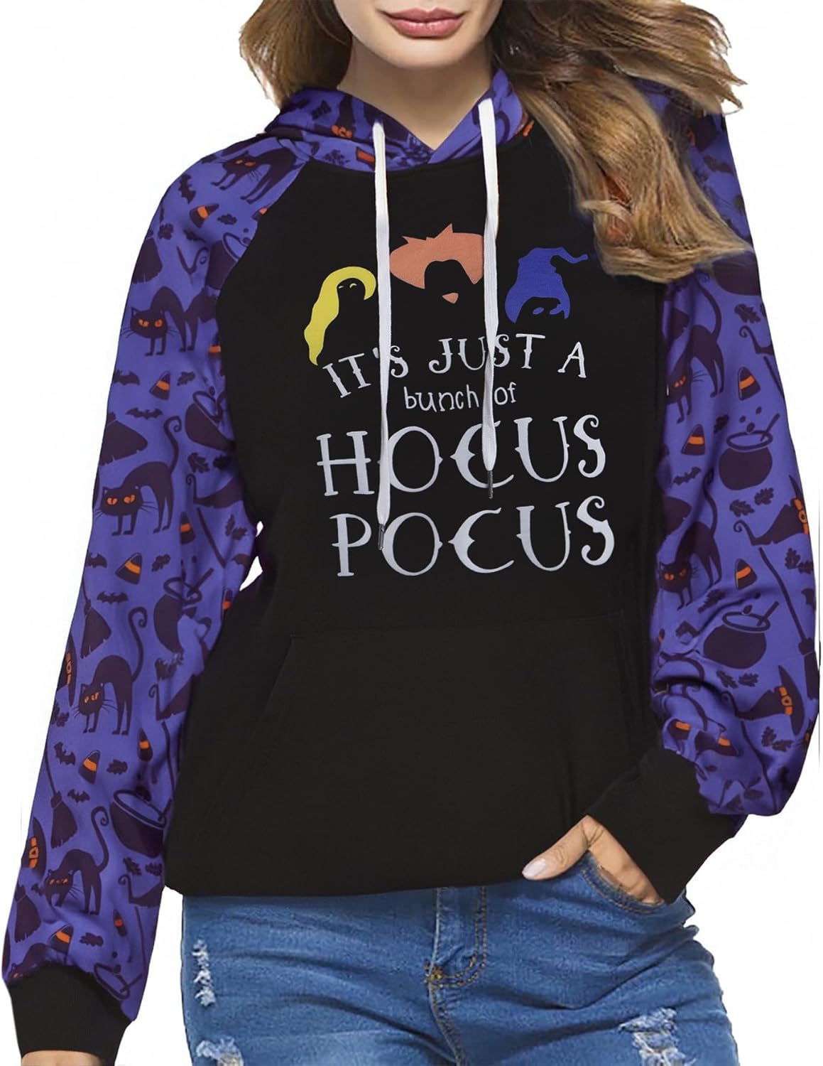 Women’s Halloween Graphic Sweatshirt – Long Sleeve Half-Zip Pullover Top