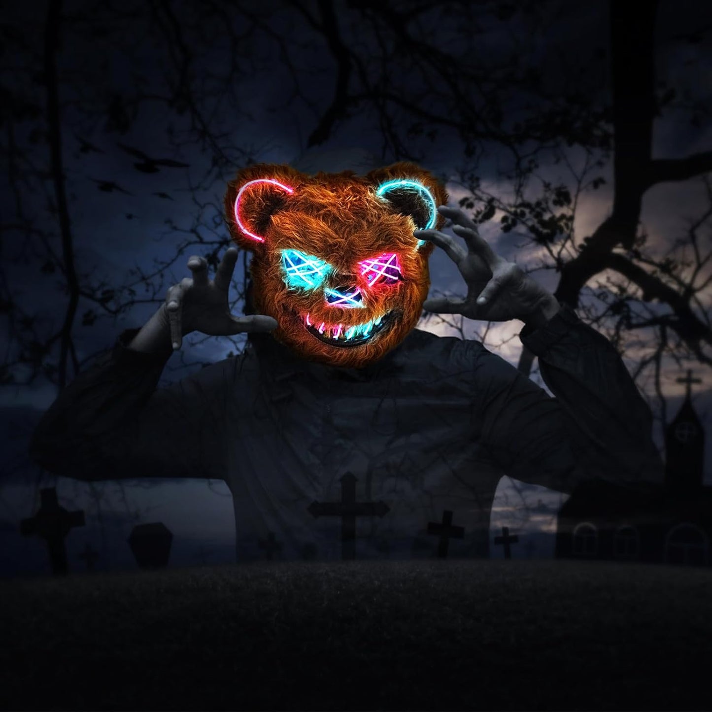 Halloween LED Scary Rabbit & Bear Mask for Adults & Kids