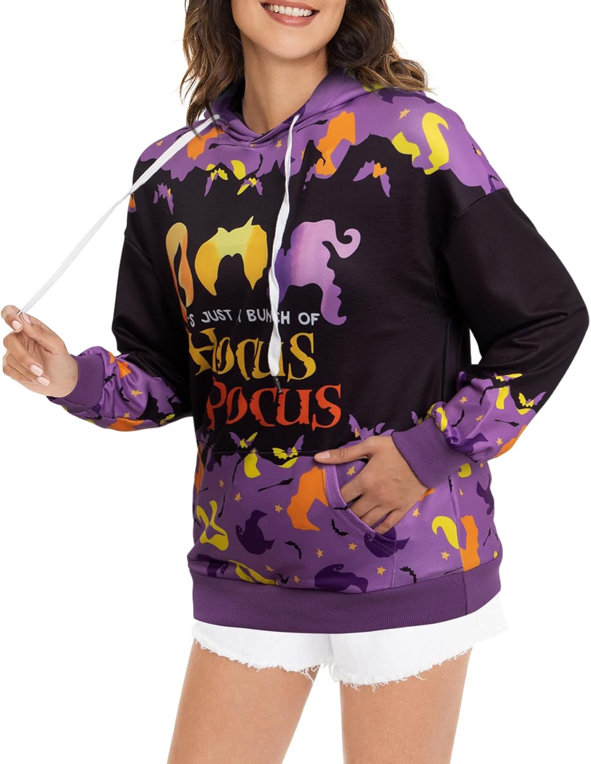 Women’s Halloween Graphic Sweatshirt – Long Sleeve Half-Zip Pullover Top