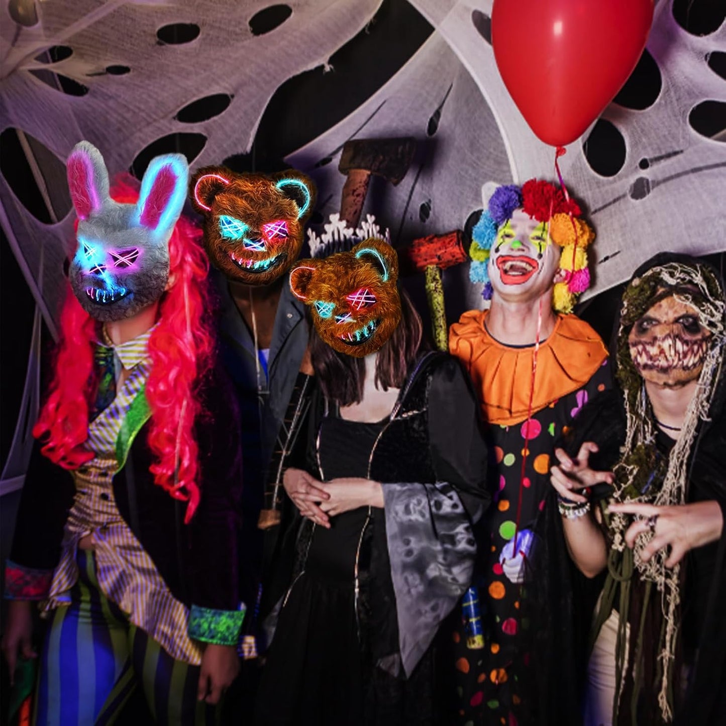 Halloween LED Scary Rabbit & Bear Mask for Adults & Kids