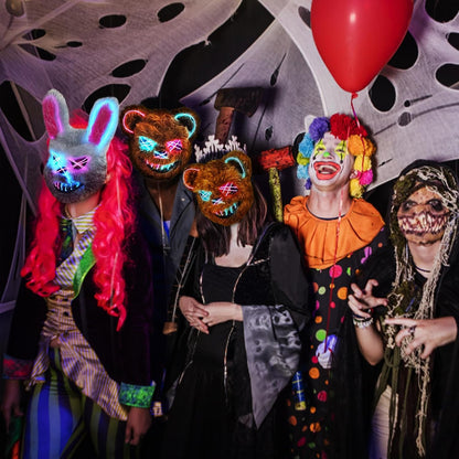 Halloween LED Scary Rabbit & Bear Mask for Adults & Kids