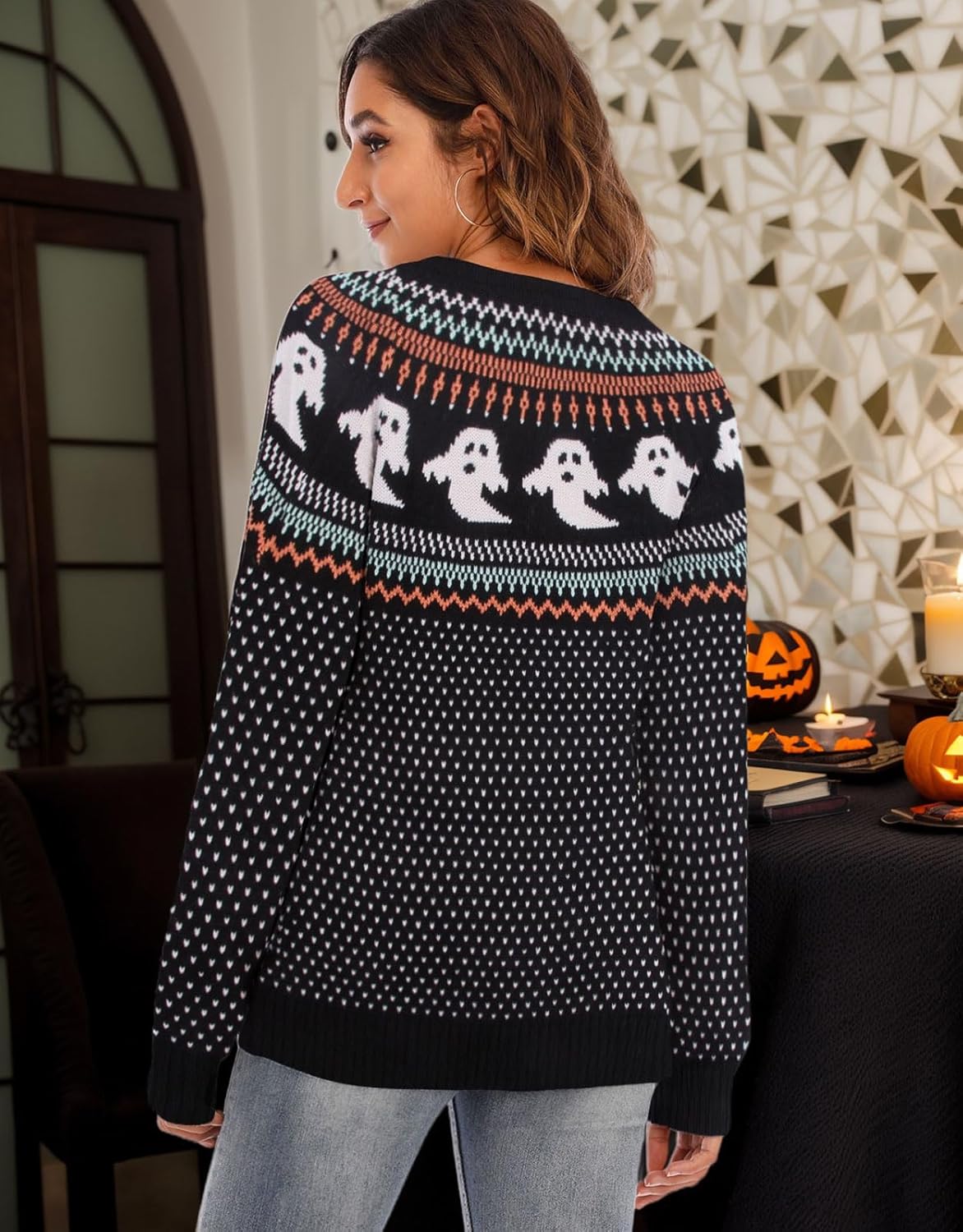 Stylish Halloween Skull Knit Sweater for Women