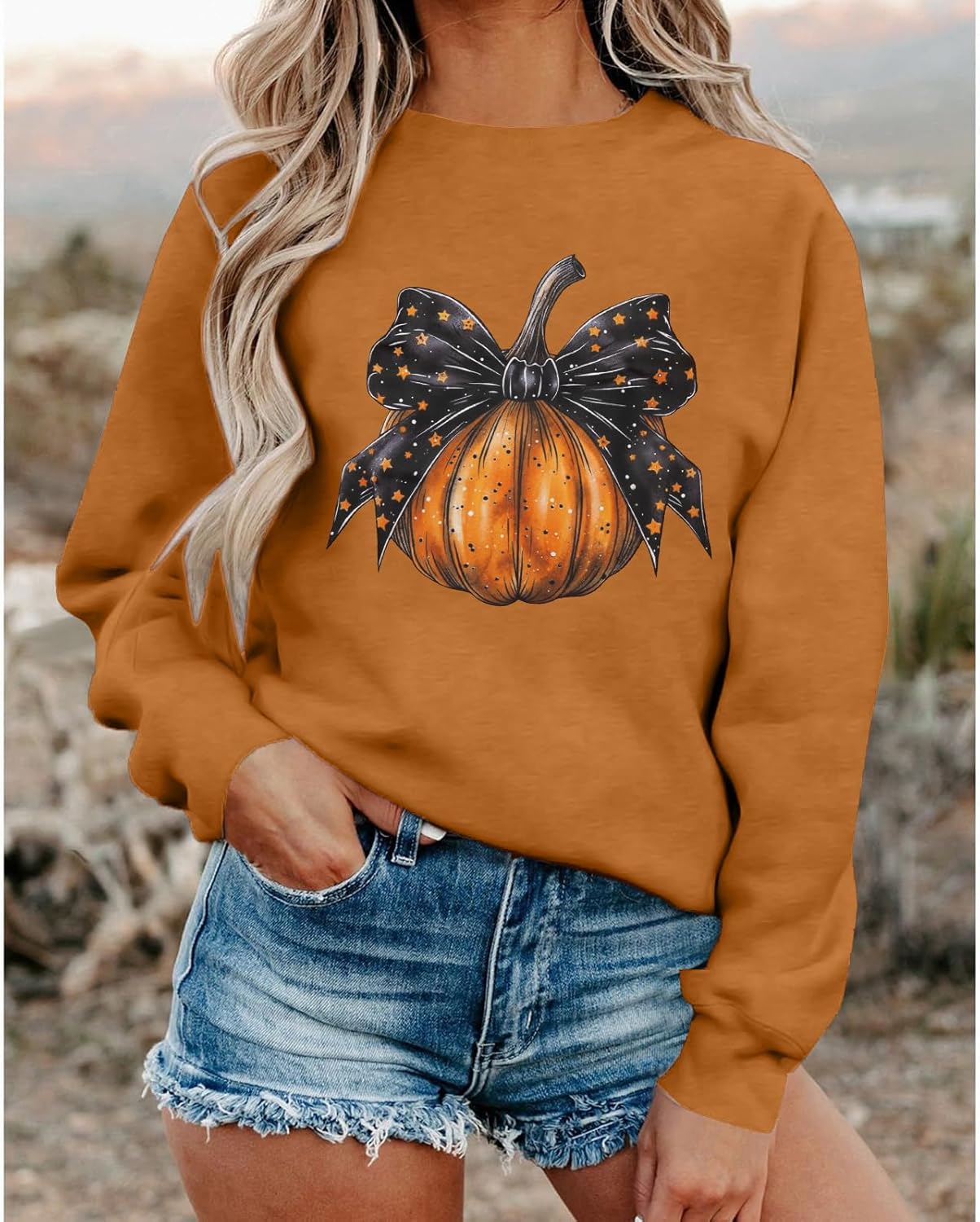 Women’s Halloween Black Cat Pumpkin Sweatshirt – Cozy Fall Pullover Top