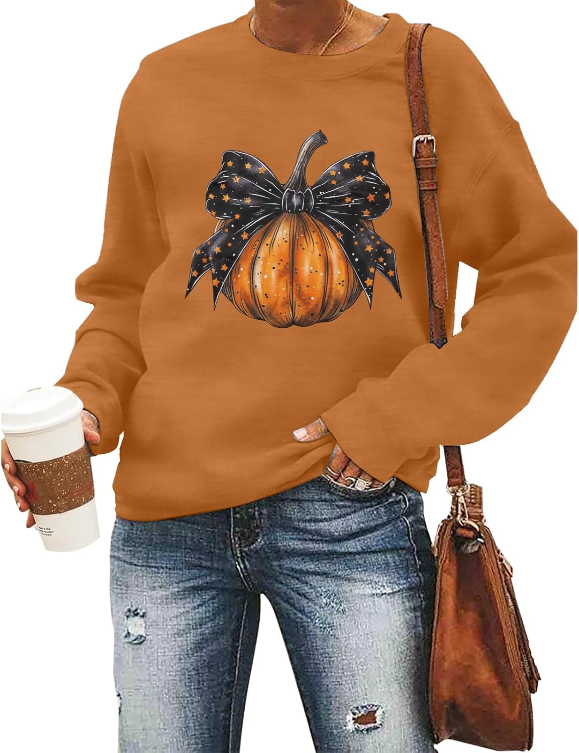 Women’s Halloween Black Cat Pumpkin Sweatshirt – Cozy Fall Pullover Top