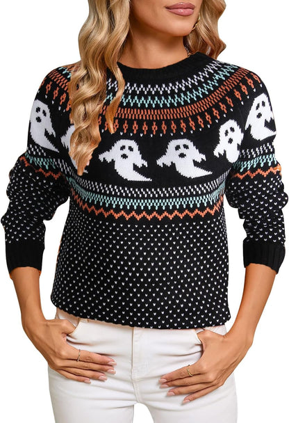 Stylish Halloween Skull Knit Sweater for Women