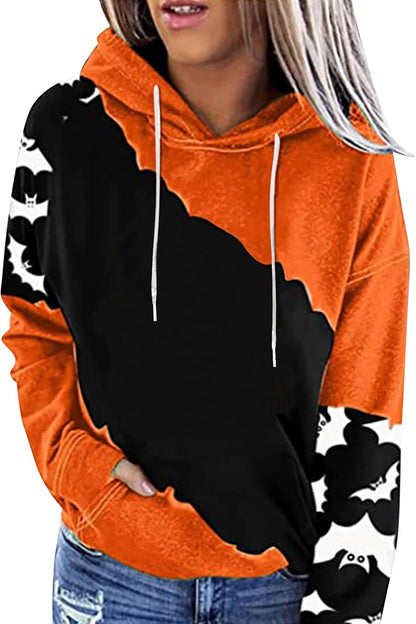 Women’s Halloween Graphic Sweatshirt – Long Sleeve Half-Zip Pullover Top