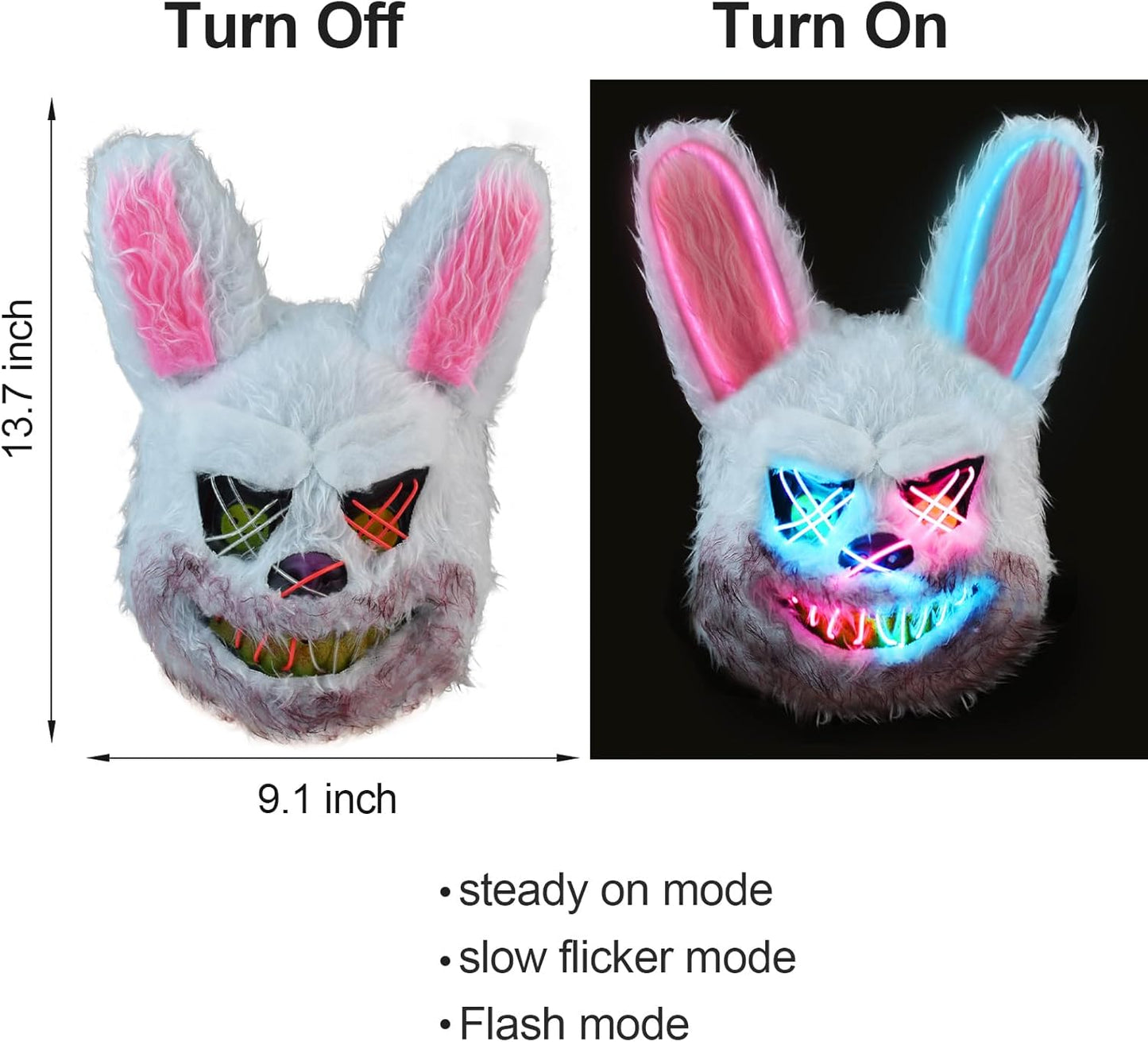 Halloween LED Scary Rabbit & Bear Mask for Adults & Kids