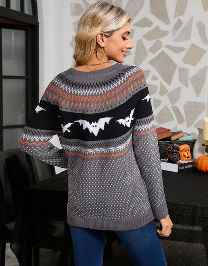 Stylish Halloween Skull Knit Sweater for Women