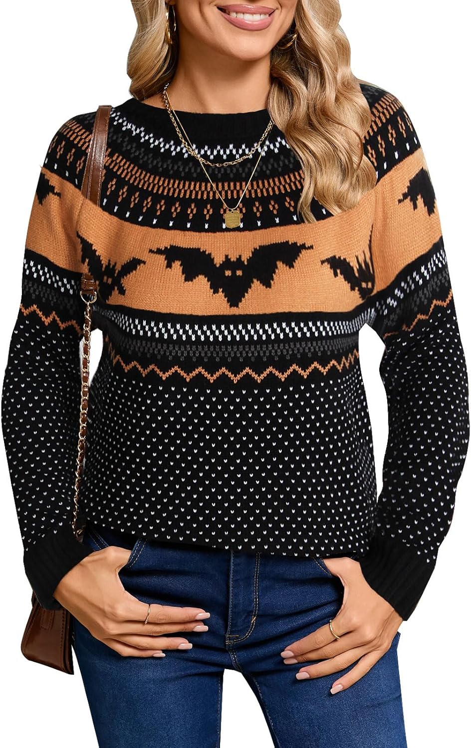 Stylish Halloween Skull Knit Sweater for Women