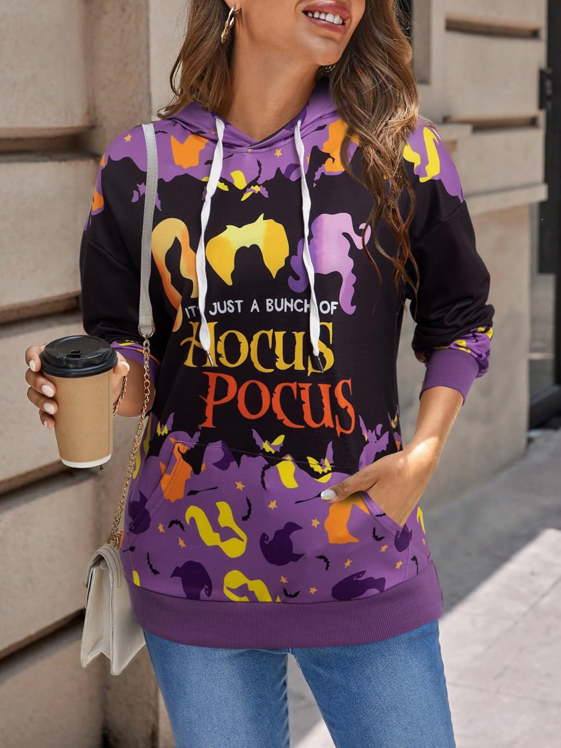 Women’s Halloween Graphic Sweatshirt – Long Sleeve Half-Zip Pullover Top