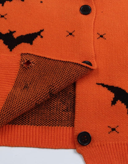 Women’s Halloween Pumpkin Cardigan – Cozy Knit Button Down Fall Sweater