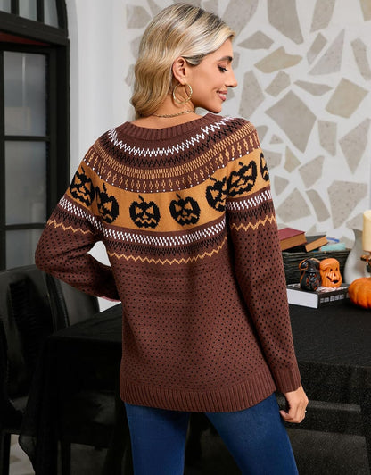 Stylish Halloween Skull Knit Sweater for Women