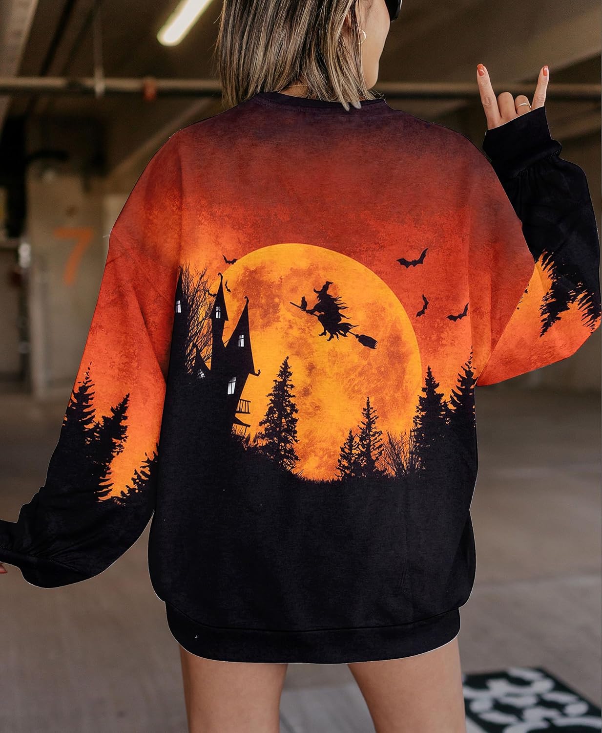 Women’s Halloween Black Cat Pumpkin Sweatshirt – Cozy Fall Pullover Top