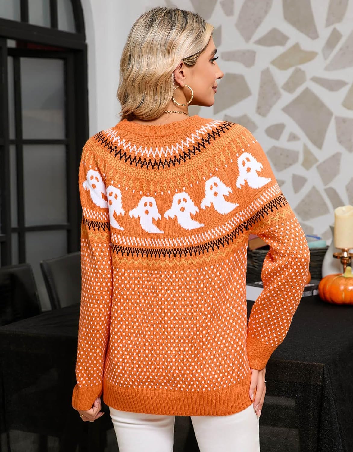 Stylish Halloween Skull Knit Sweater for Women