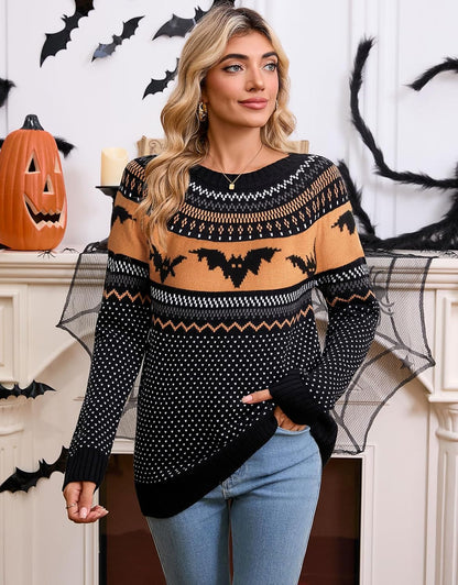 Stylish Halloween Skull Knit Sweater for Women