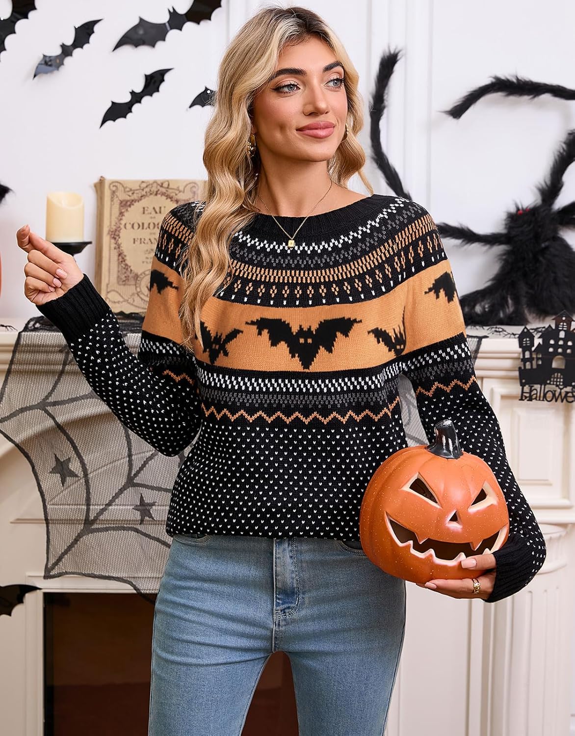 Stylish Halloween Skull Knit Sweater for Women