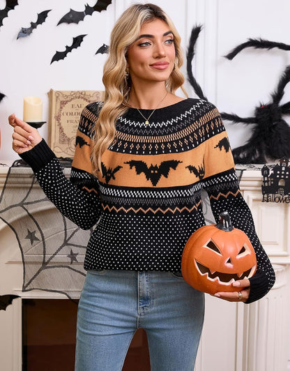 Stylish Halloween Skull Knit Sweater for Women