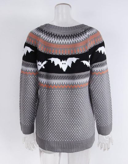 Stylish Halloween Skull Knit Sweater for Women
