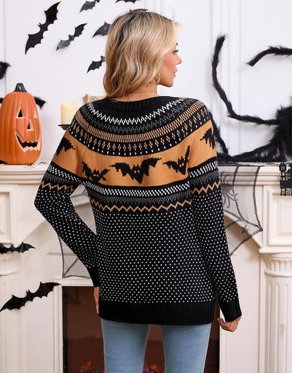 Stylish Halloween Skull Knit Sweater for Women