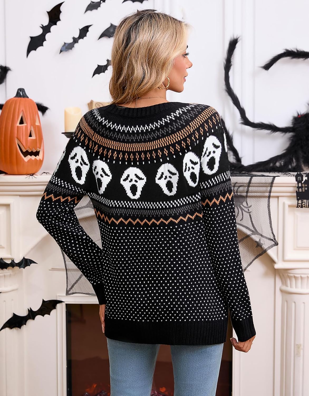 Stylish Halloween Skull Knit Sweater for Women