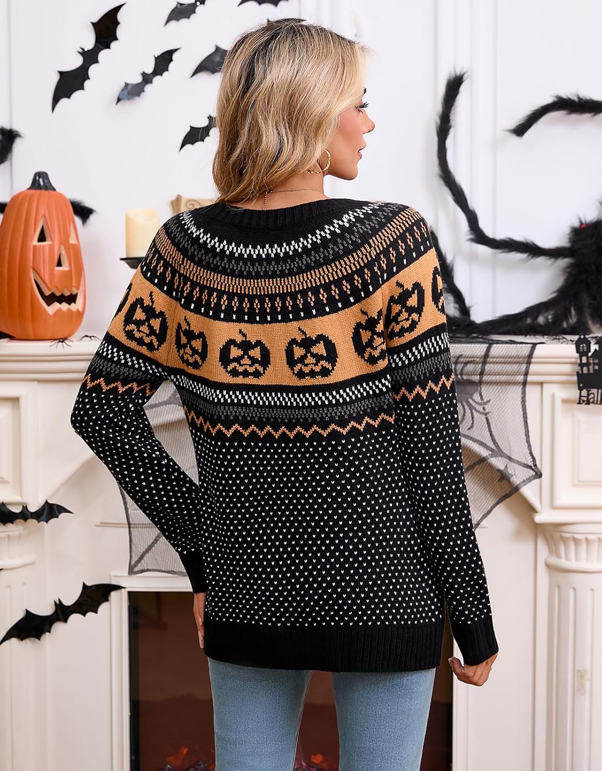 Stylish Halloween Skull Knit Sweater for Women