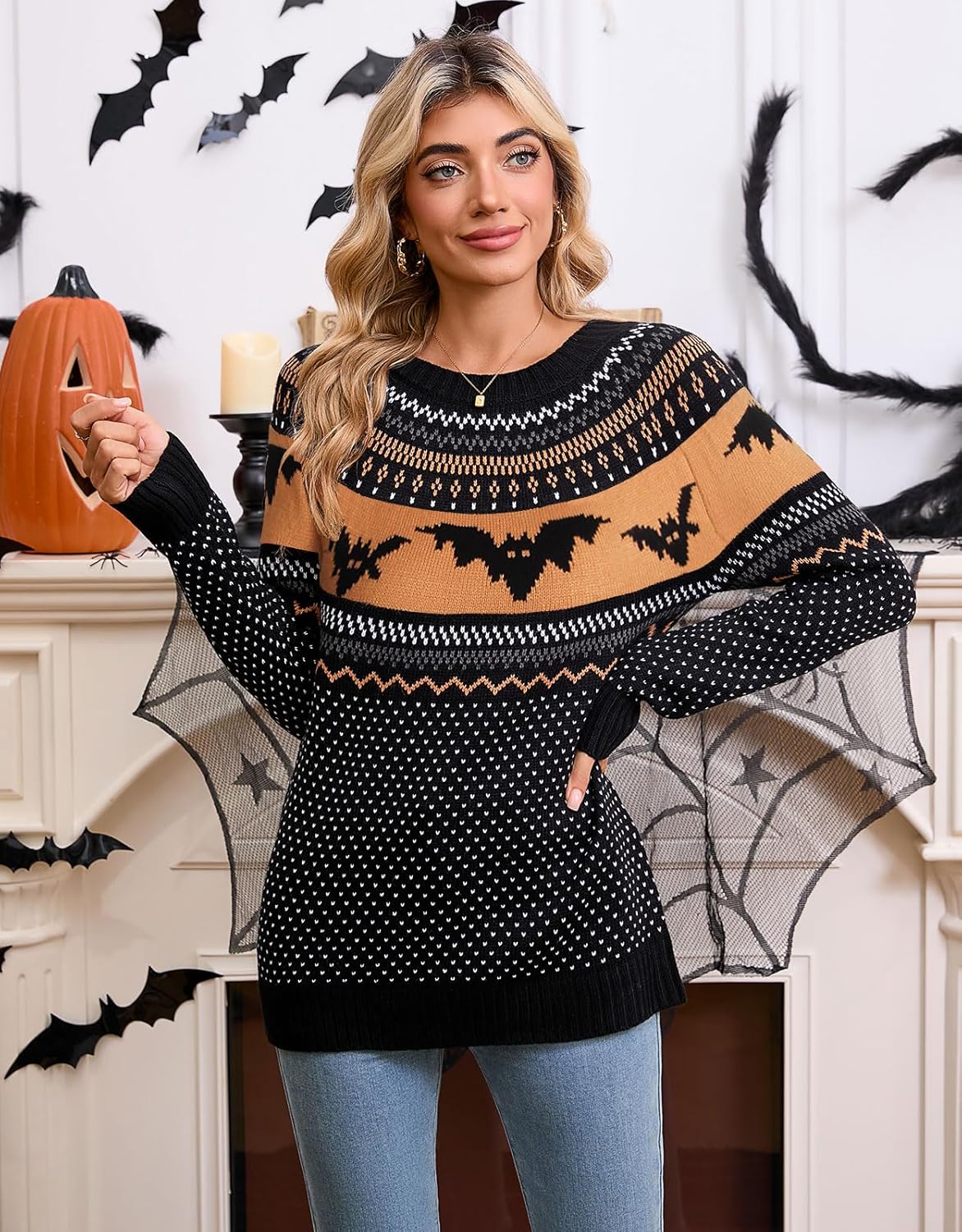 Stylish Halloween Skull Knit Sweater for Women