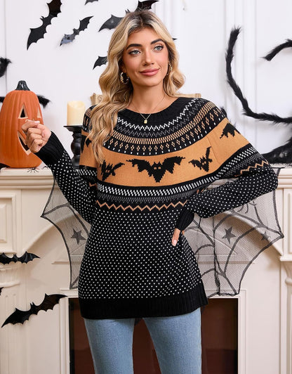 Stylish Halloween Skull Knit Sweater for Women