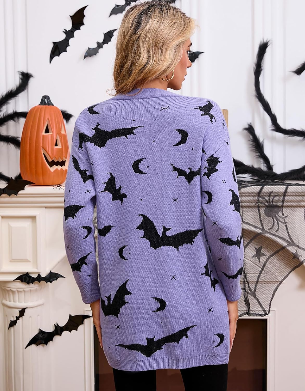 Women’s Halloween Pumpkin Cardigan – Cozy Knit Button Down Fall Sweater