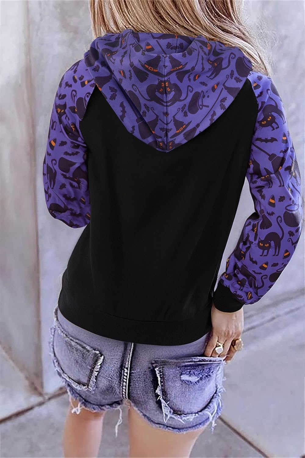 Women’s Halloween Graphic Sweatshirt – Long Sleeve Half-Zip Pullover Top