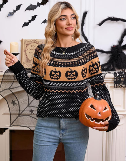 Stylish Halloween Skull Knit Sweater for Women