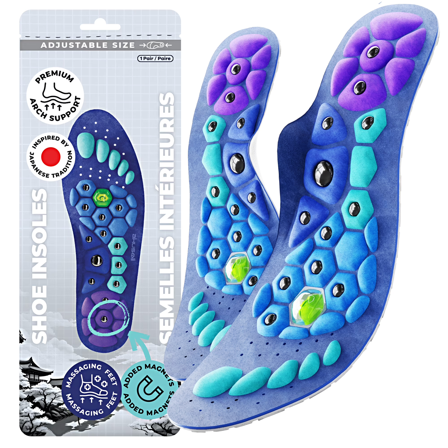 Advanced Magnetic Insoles - Reduce Pain by Stimulating Acupressure Points