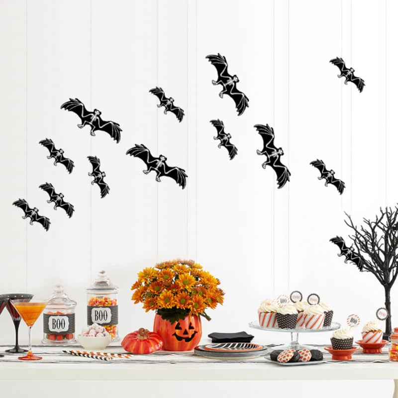 Glow-in-the-Dark Bat Stickers – Spooky 3D Wall Decor for Halloween!