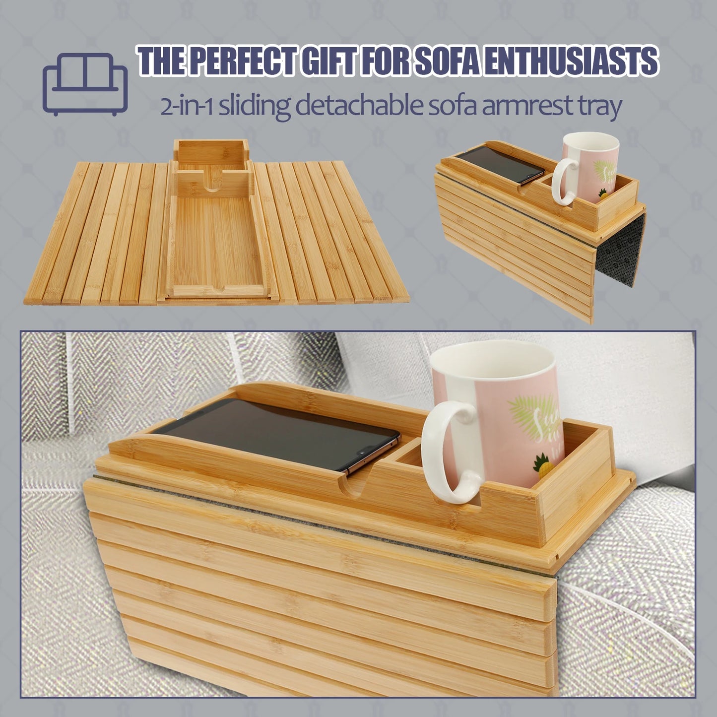 SipEase™ Wooden Couch Cup Holder – Spill-Free Relaxation