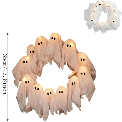 SpookGlow™ Ghost Wreath – Light Up Your Haunt